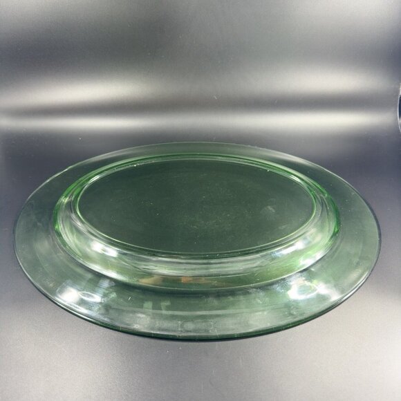 1960s Long Uranium Green Depression Glass Tray Dish Large Glass UV Glow 15”Long - Picture 15 of 15